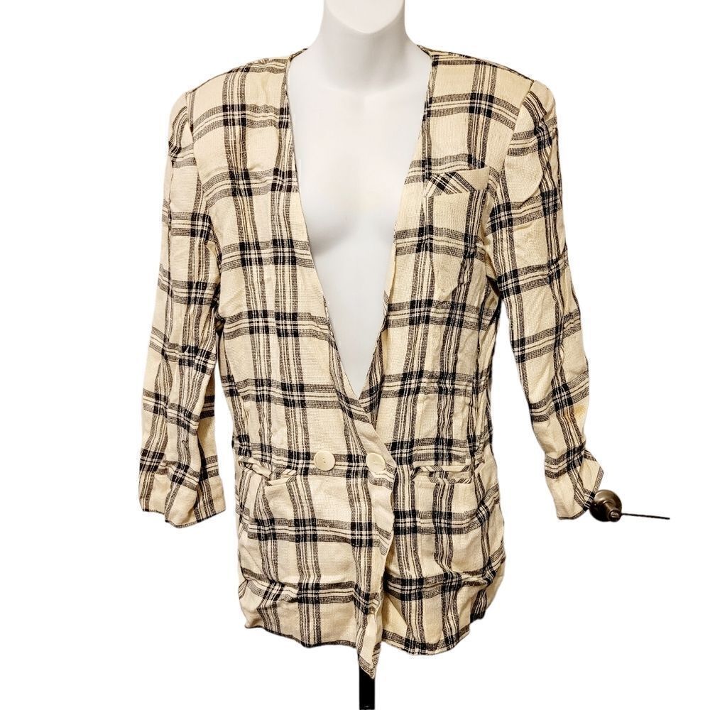2/$20 Vintage 90s Black & White Blazer With Shoulder Pads Size: Small